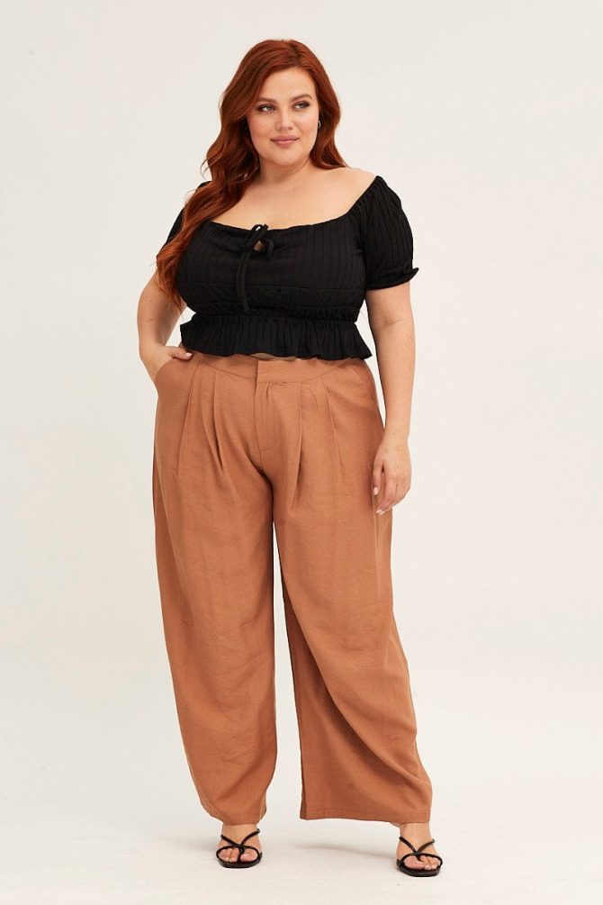 Black Short Sleeve Rib Jersey Peplum Top