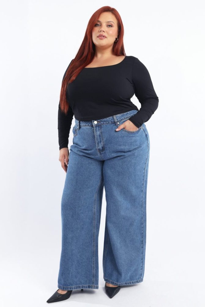 Black Supersoft Top Long Sleeve Scoop Neck