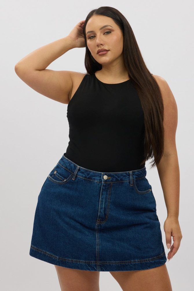 Black Bodysuit Sleeveless Boat Neck Modal