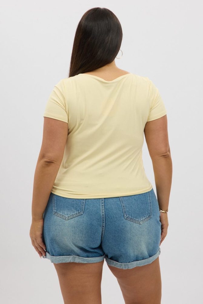 Yellow Supersoft Top Short Sleeve Scoop Neck