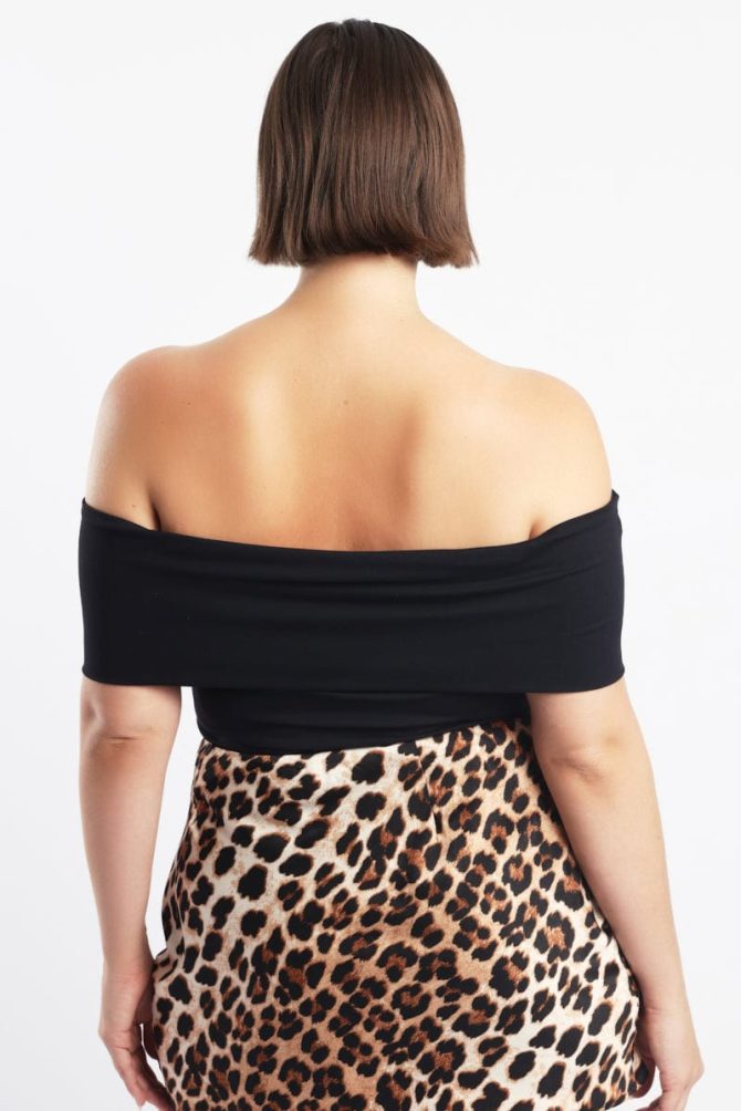 Black Top Off Shoulder Short Sleeve Supersoft