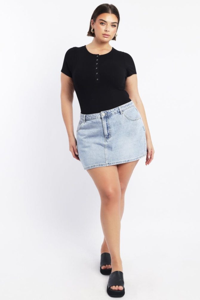 Black Bodysuit Short Sleeve Button down