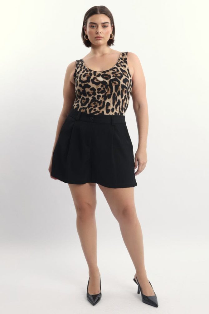 Brown Animal Print Bodysuit Sleeveless