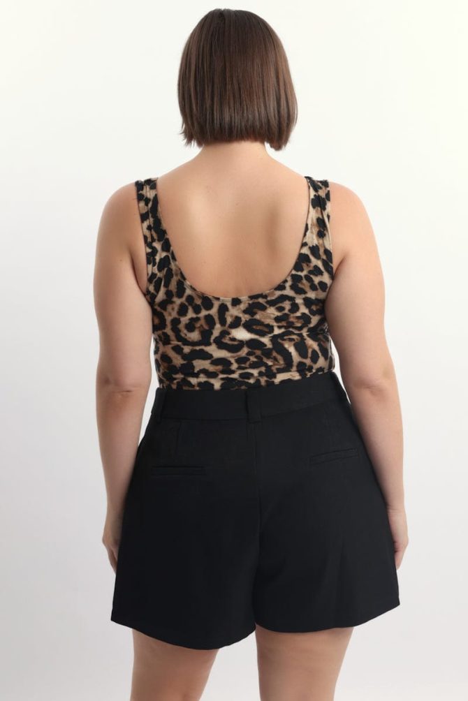 Brown Animal Print Bodysuit Sleeveless