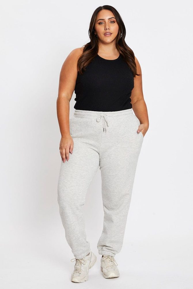 Grey Elastic Waist Track Pants