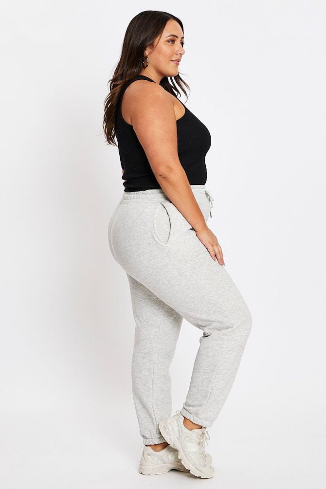 Grey Elastic Waist Track Pants