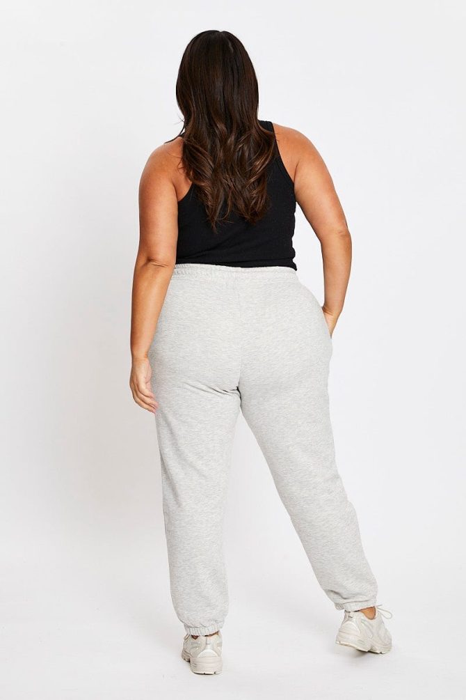 Grey Elastic Waist Track Pants