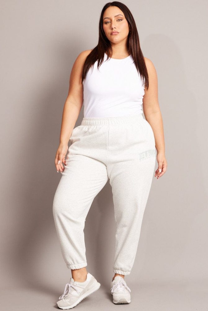 Grey Track Pants High Rise