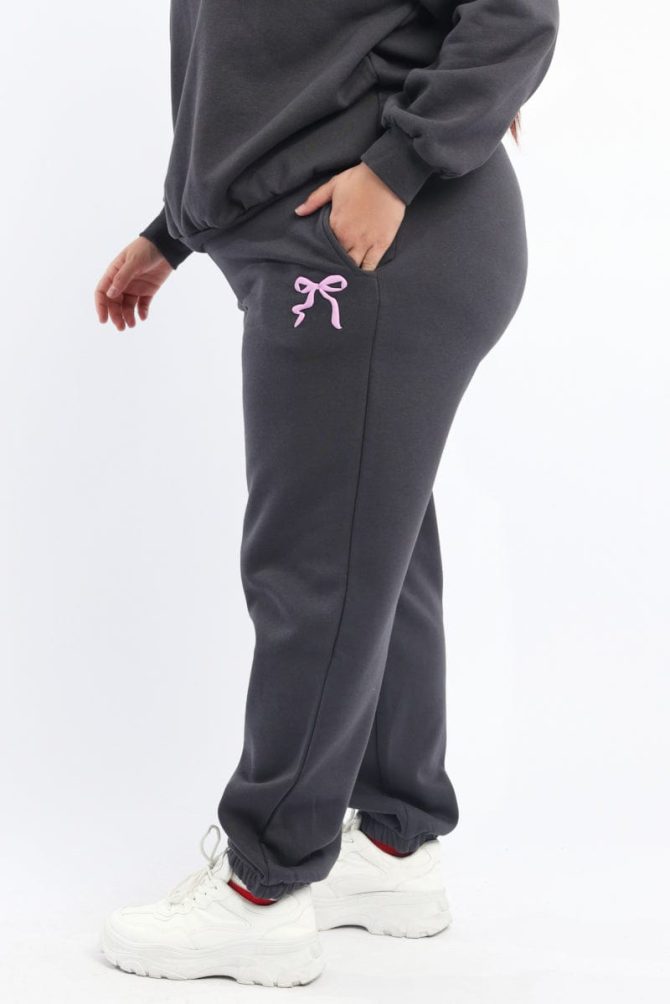 Grey Bow Print Track Pants