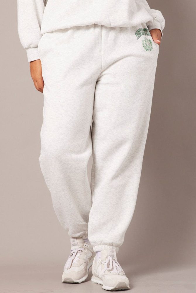 Grey Track Pants High Rise
