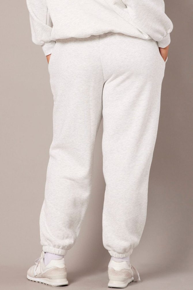 Grey Track Pants High Rise