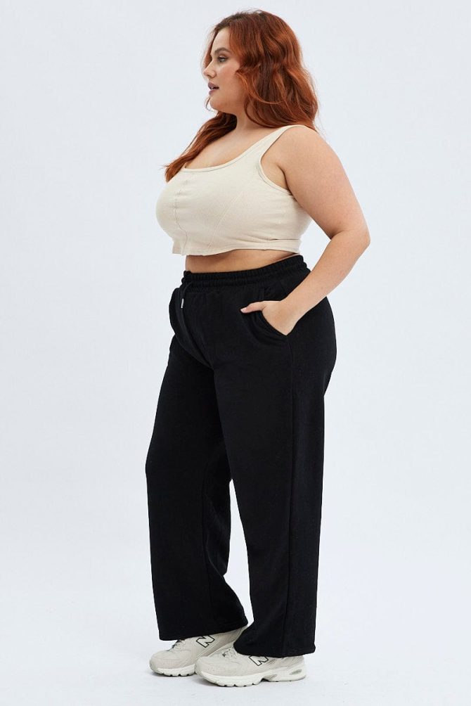 Black Wide Leg Jogger Pants