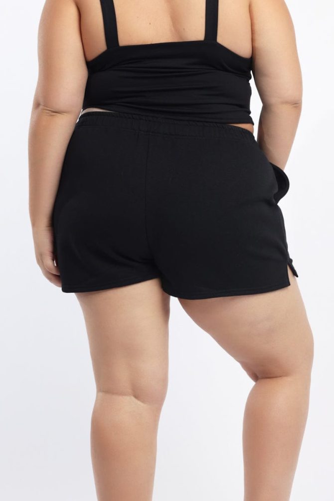 Black Elastic Waist Track Shorts