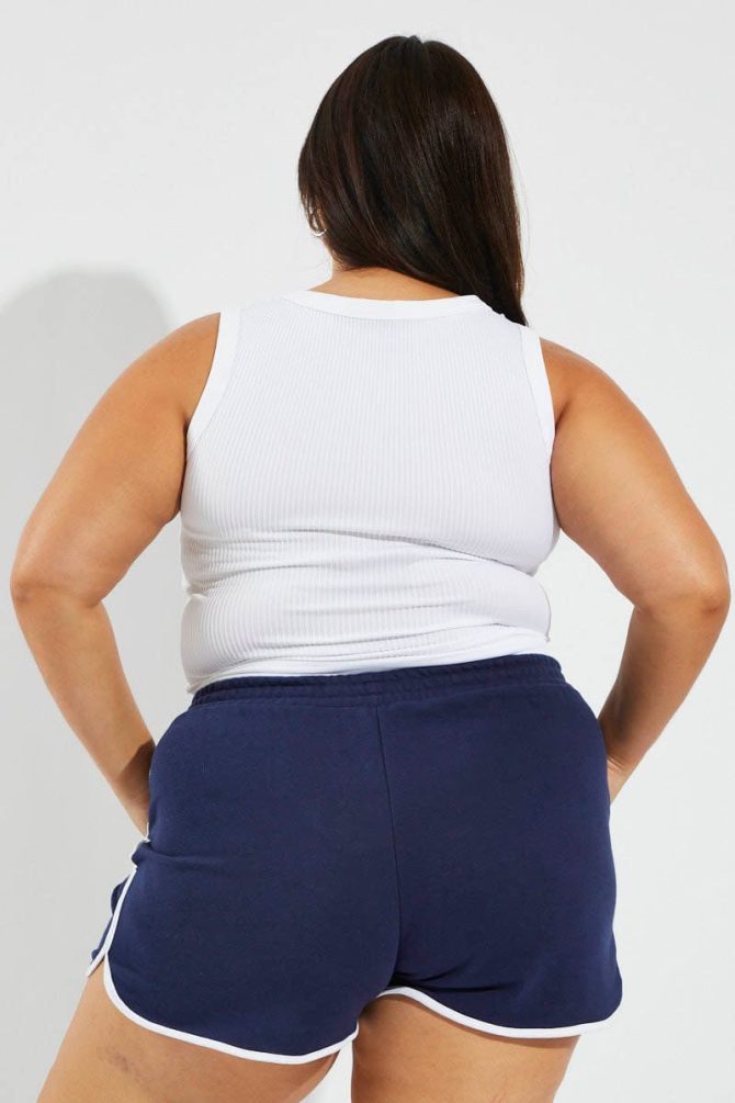 Blue Track Shorts High Rise