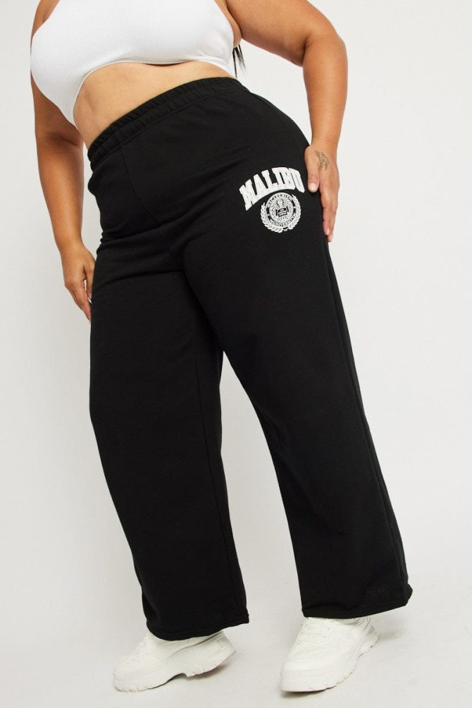 Black Track Pants Wide Leg