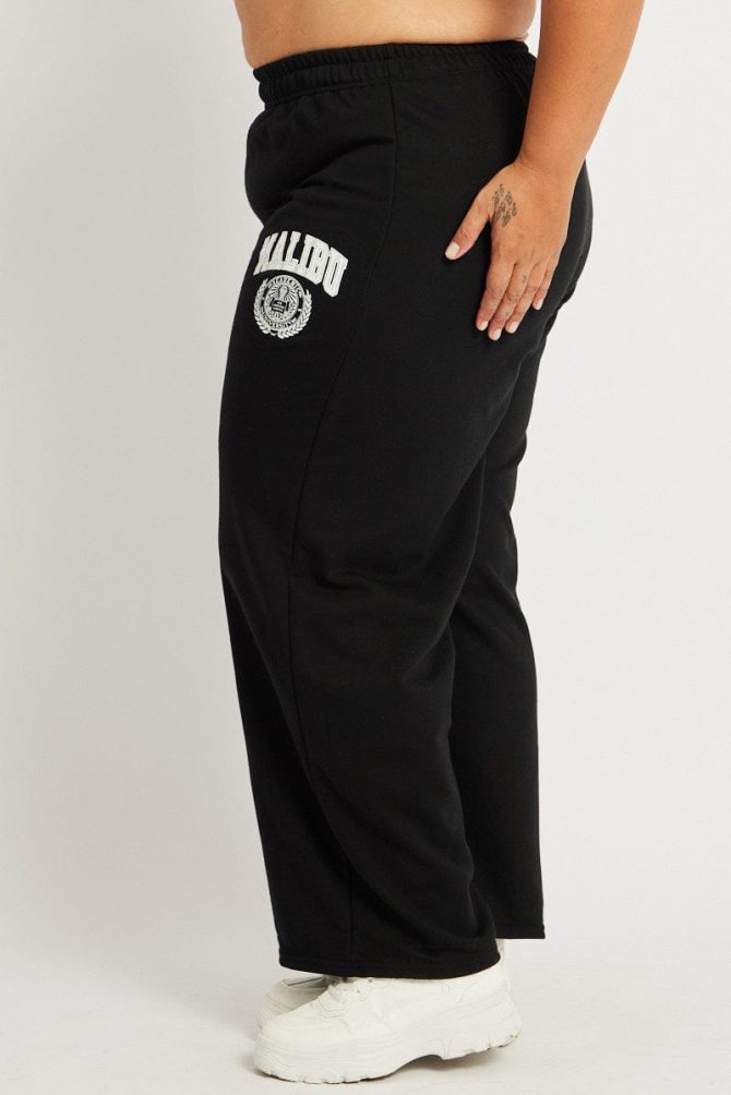Black Track Pants Wide Leg