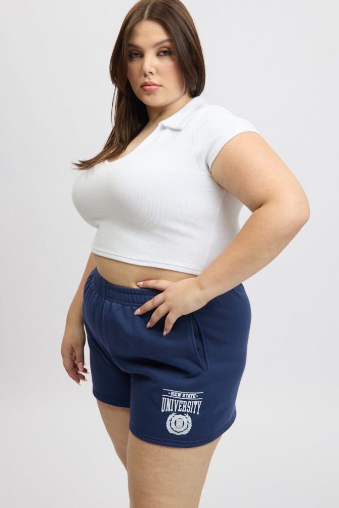 Blue University Embroidered Track Shorts