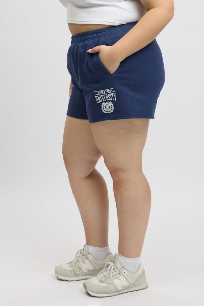 Blue University Embroidered Track Shorts