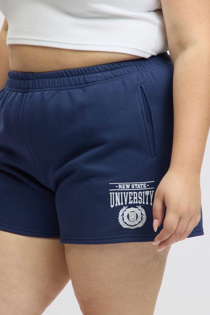 Blue University Embroidered Track Shorts