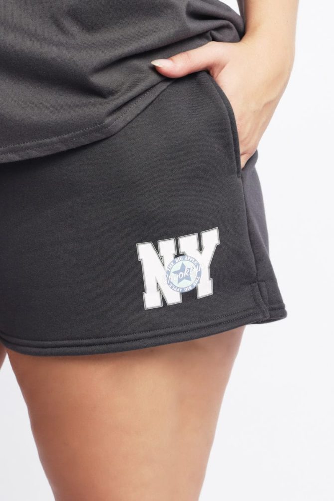 Grey Contrast Drawstring Waistband Track Shorts