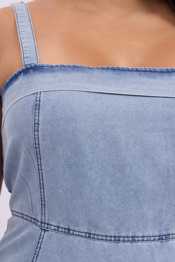 Denim Midi Dress Sleeveless Denim