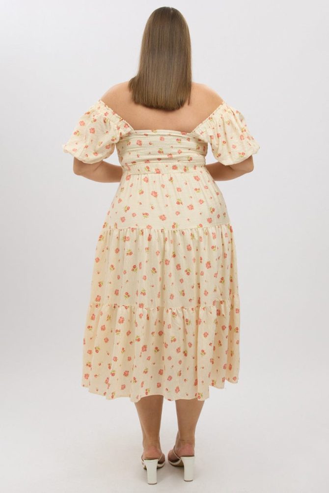 Pink Floral Midi Dress Short Sleeve Floral Twist Front