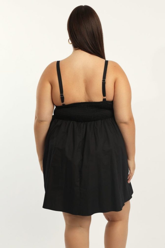 Black Bow Front Mini Dress