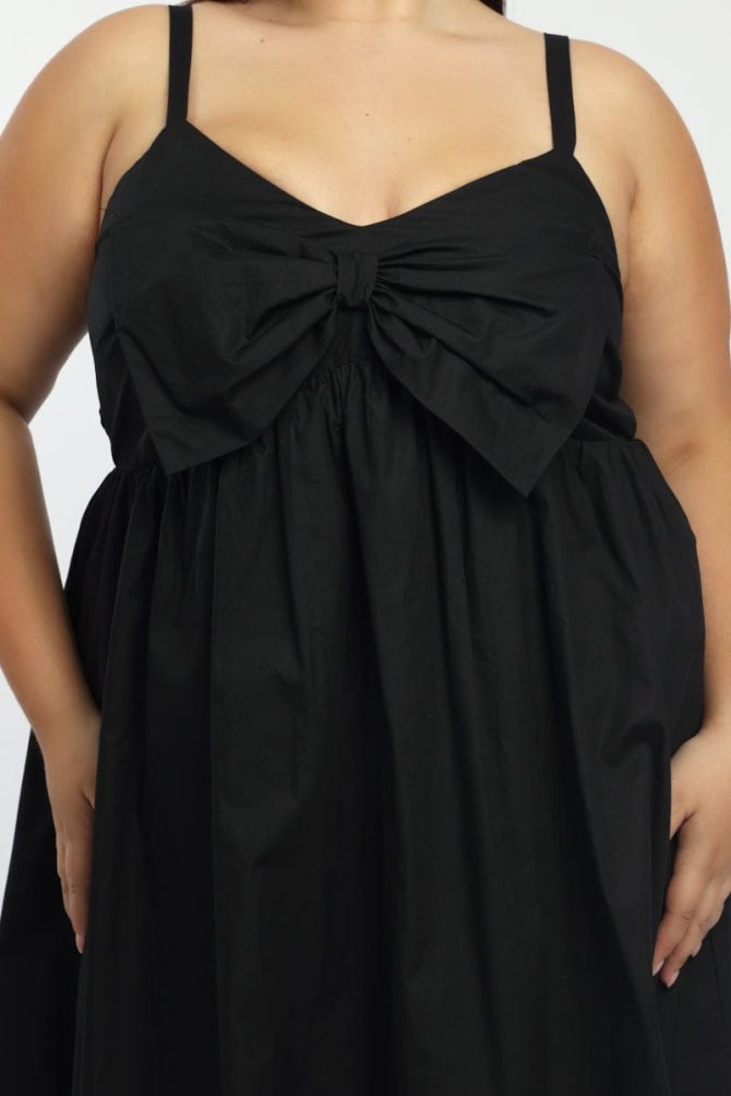 Black Bow Front Mini Dress