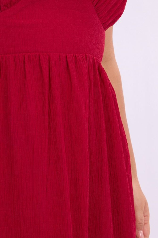 Cherry Halter Neck Dress Sleeveless Textured