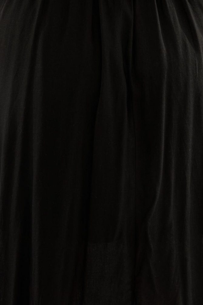 Black Midi Dress Sleeveless Scoop Neck Linen Blend