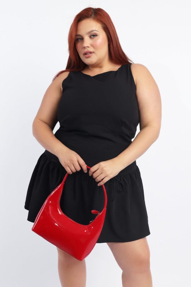 Black Drop Waist Mini Dress