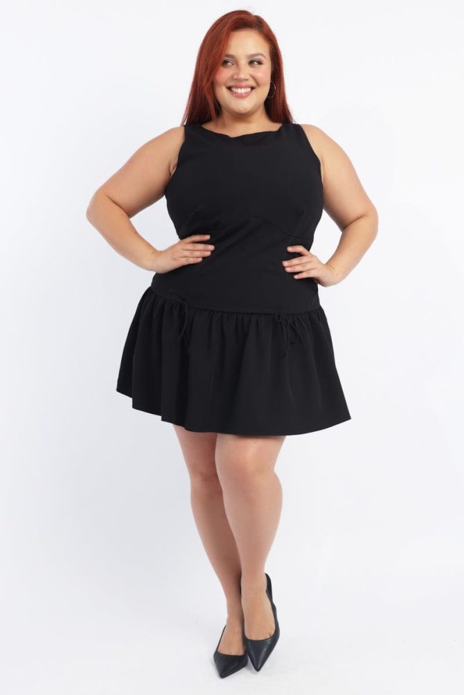 Black Drop Waist Mini Dress