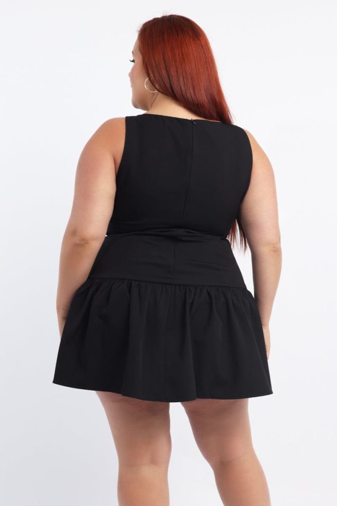 Black Drop Waist Mini Dress
