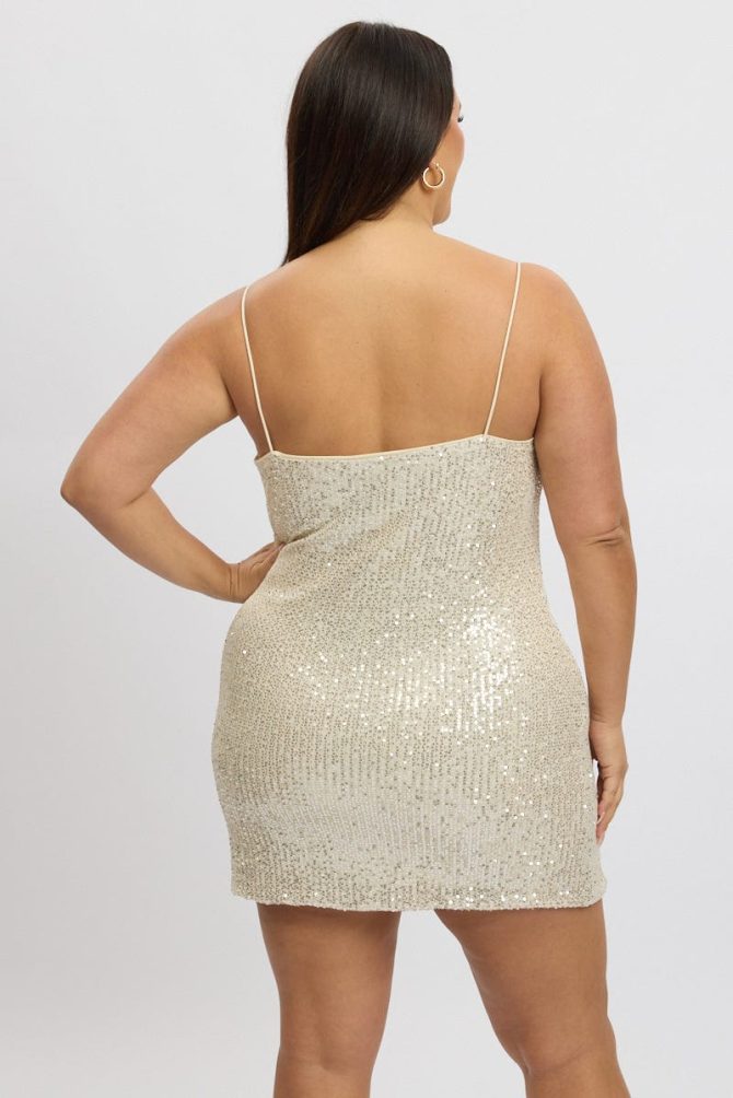 Gold Sequin Cowl Minidress