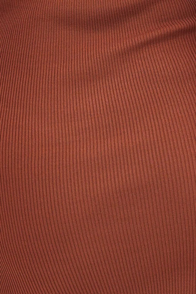 Brown Knit Dress High Neck Midi