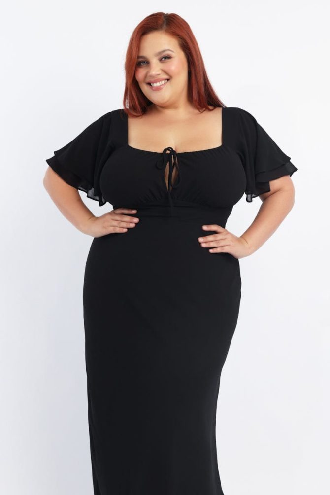 Black Sweetheart Neck Bias Maxi Dress