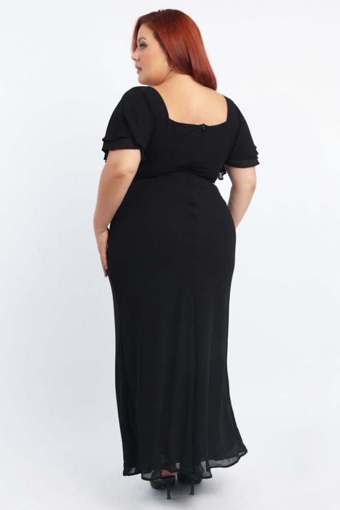Black Sweetheart Neck Bias Maxi Dress