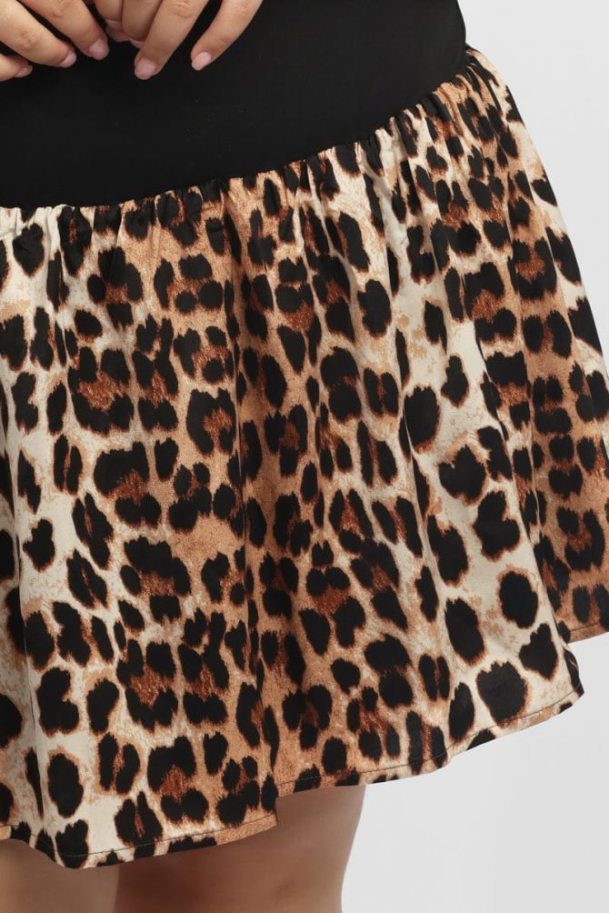 Black Animal Print Strapless Leopard Mini Dress