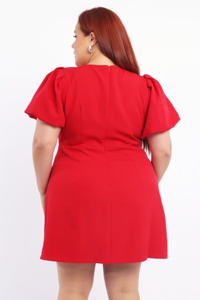 Red Sparkle Bow Minidress Short Sleeve