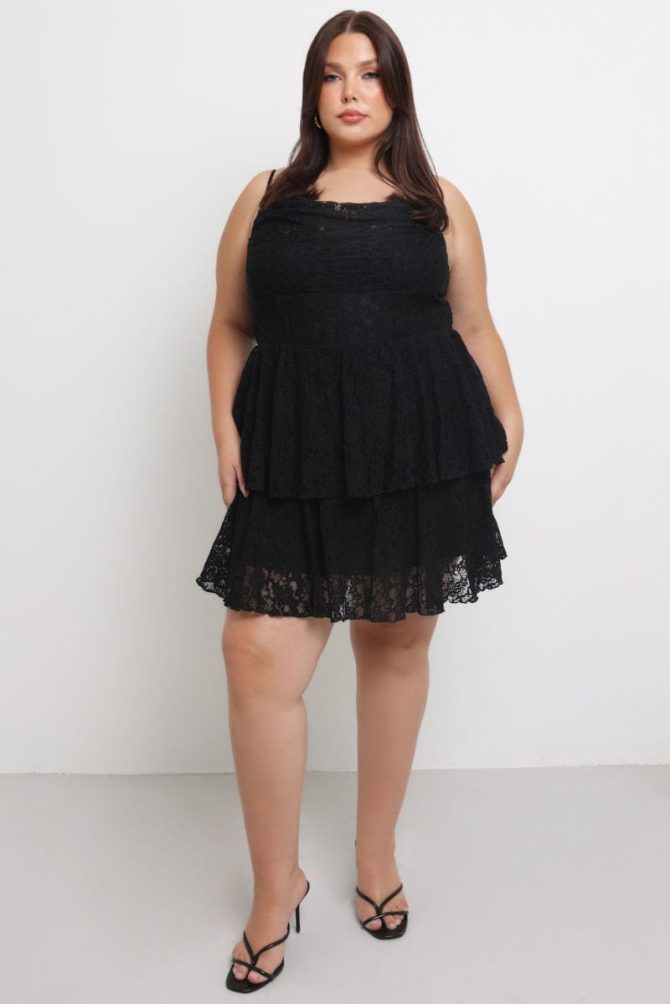 Black Lace Corset Mini Dress
