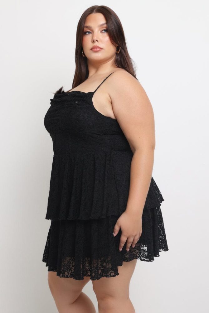 Black Lace Corset Mini Dress