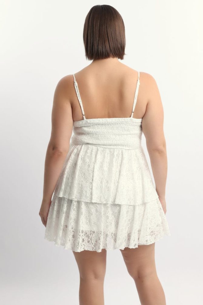White Lace Corset Mini Dress