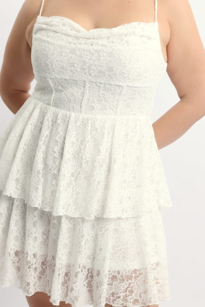 White Lace Corset Mini Dress