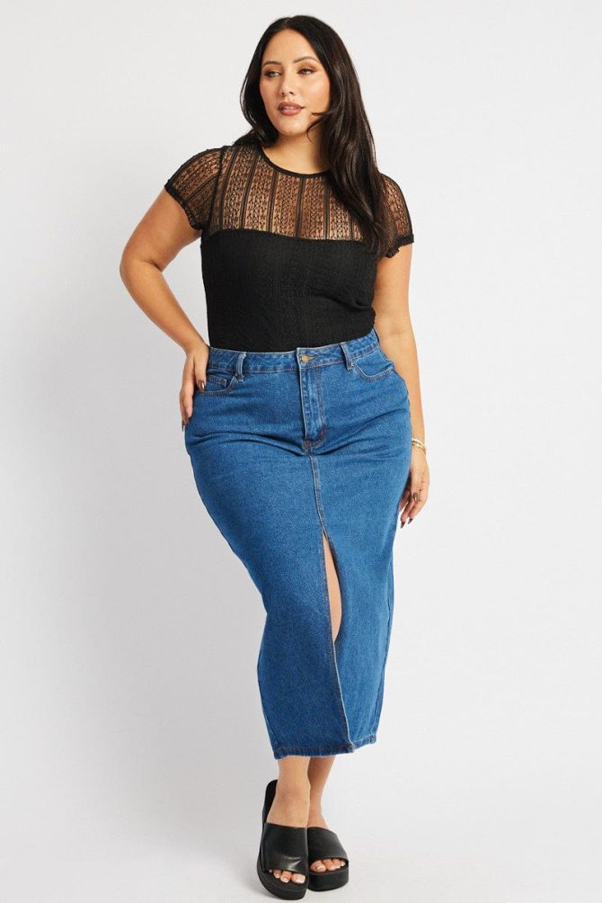 Black Bodysuit Short Sleeve Crew Neck Lace