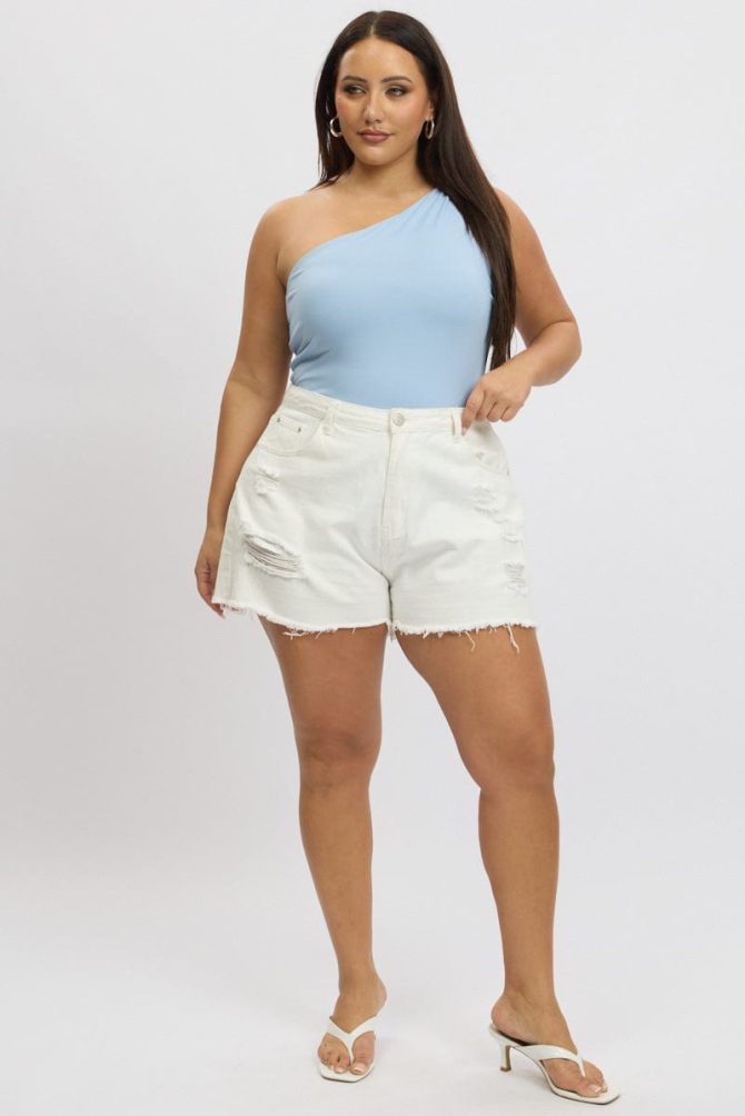Blue Bodysuit One Shoulder