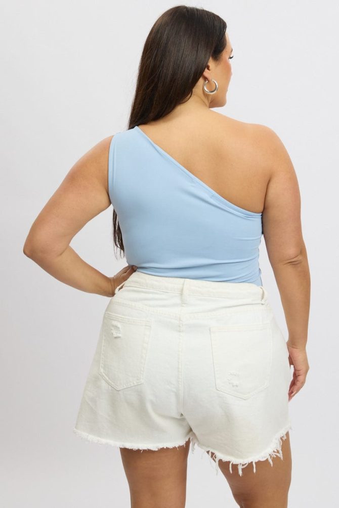 Blue Bodysuit One Shoulder