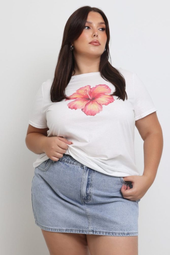White Graphic T Shirt Short Sleeve Crew Neck