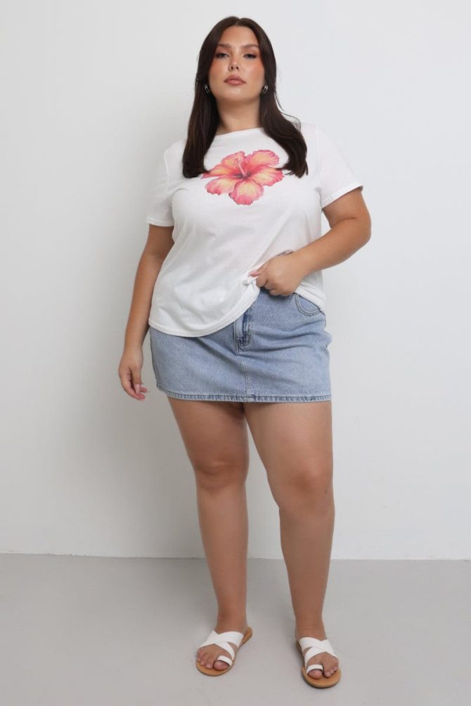 White Graphic T Shirt Short Sleeve Crew Neck