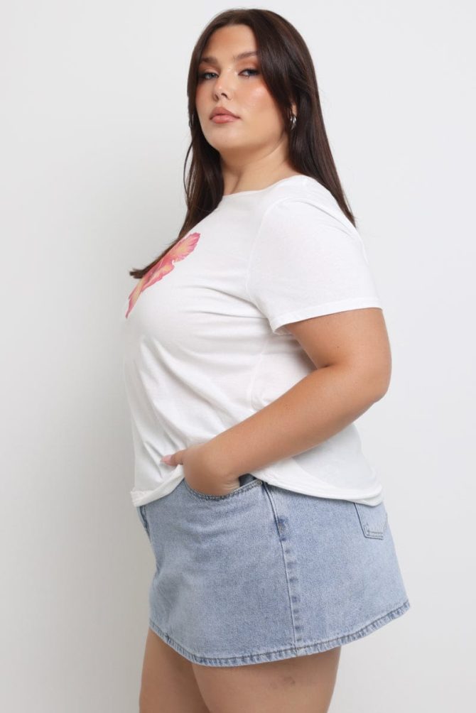 White Graphic T Shirt Short Sleeve Crew Neck