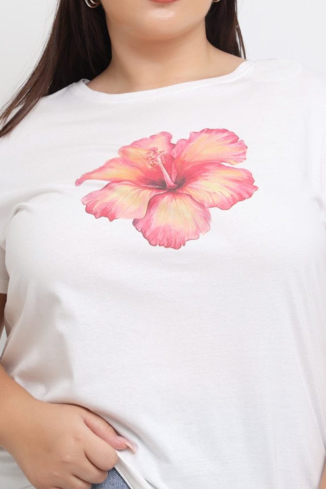 White Graphic T Shirt Short Sleeve Crew Neck